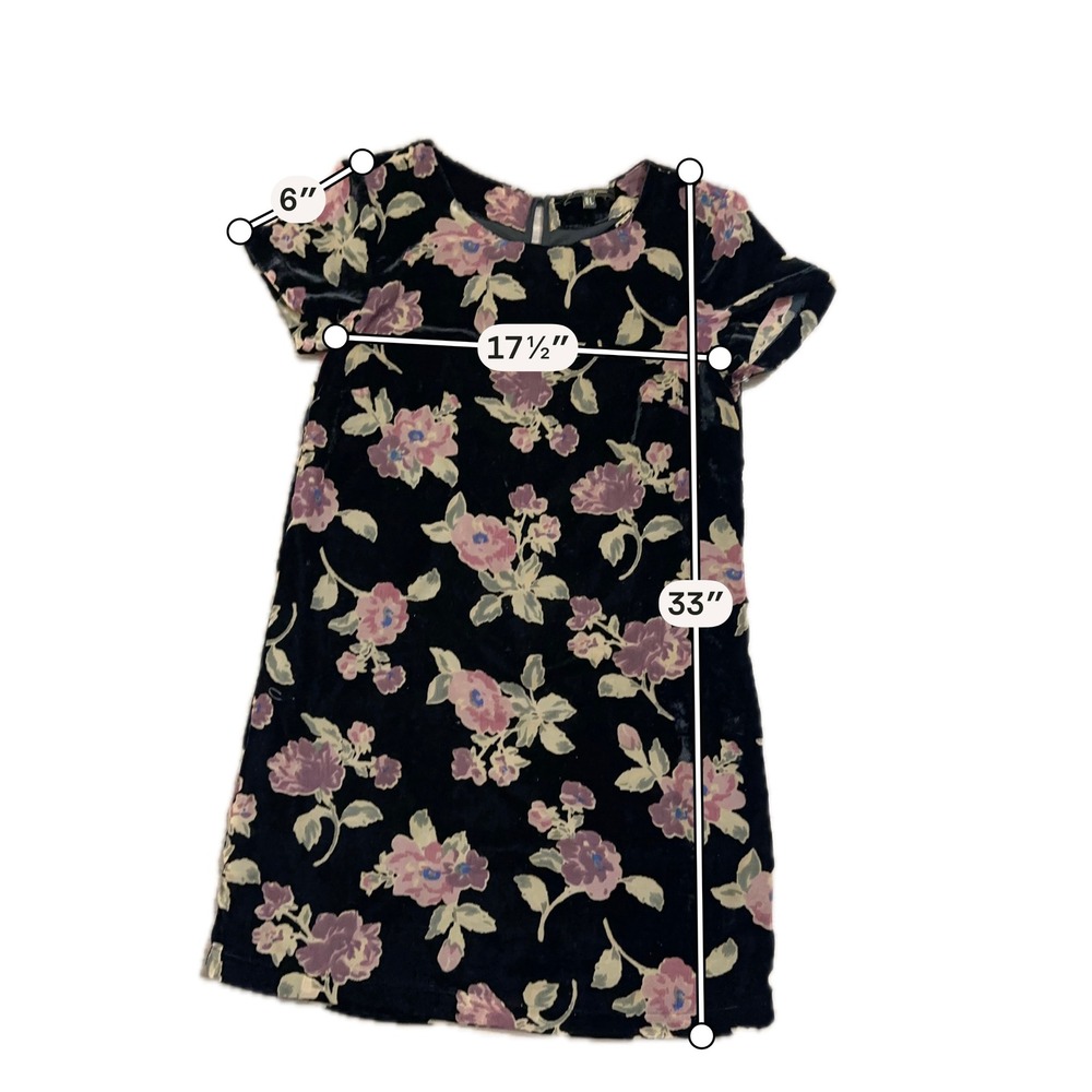 Massimo Fabbro Italy Black Velvet Shift Dress Floral Burnout Dark Fairy Size 4 - Picture 7 of 7